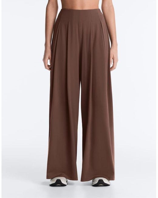 Oysho Brown Light Touch Wide-leg Trousers