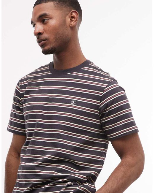 Element Gray Icon Embroidered Striped T-shirt for men