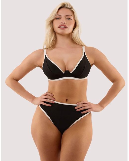 Wolf & Whistle Black Ally & Ivory High Waist Bikini Brief