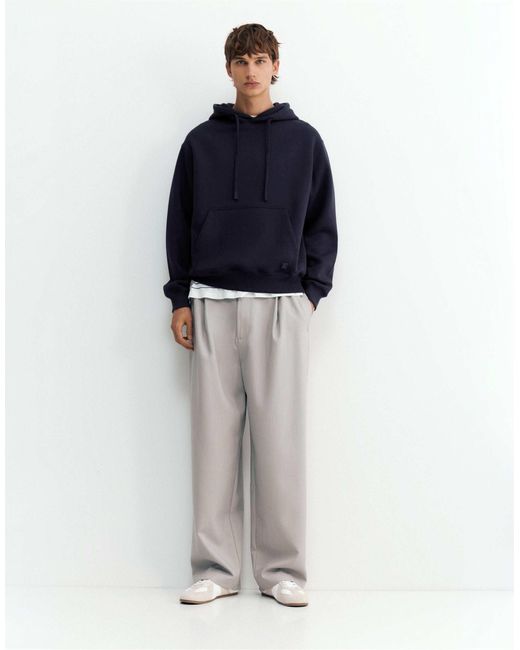 Pull&Bear Basic kapuzenpullover in Blue für Herren