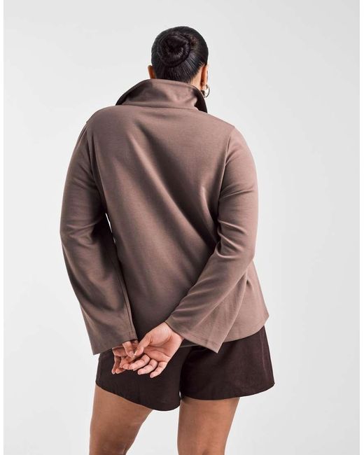 ASOS Brown Asos Design Curve Tuck Detail Heavyweight Rugby Top