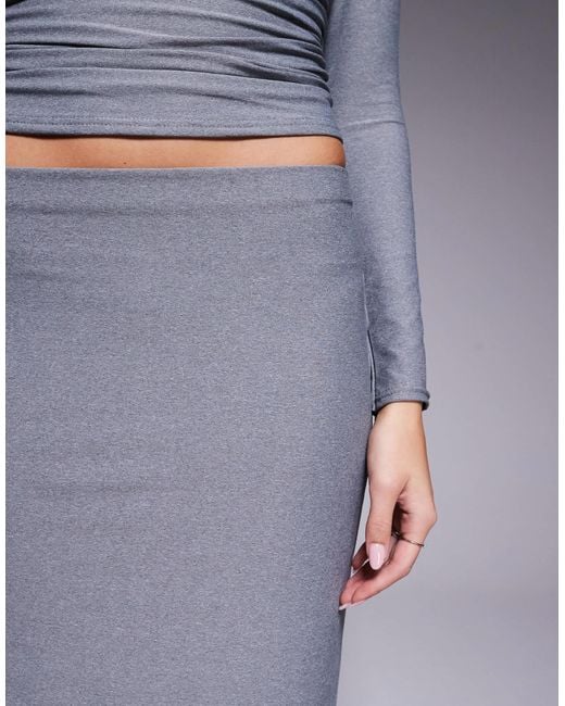 Kaiia Blue Exclusive Premium Cotton Touch Slinky Maxi Skirt