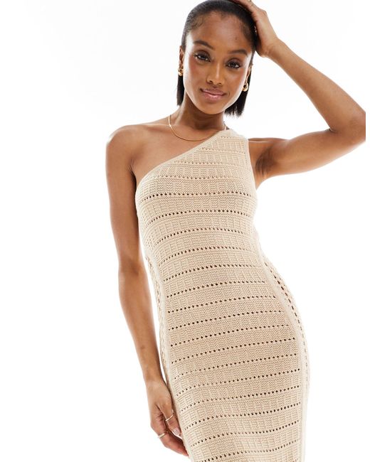 Asos design tall - robe longue et asymétrique en maille crochetée - taupe ASOS en coloris White