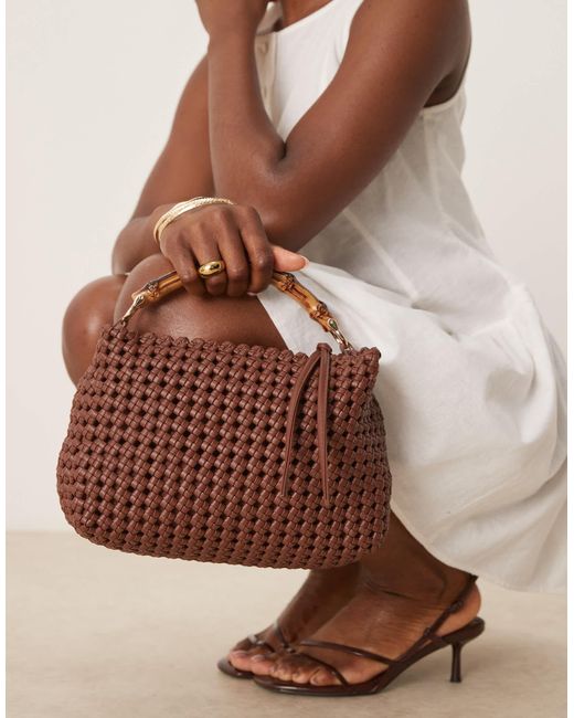 Sac à main tressé avec poignée en bambou - chocolat ASOS en coloris Brown