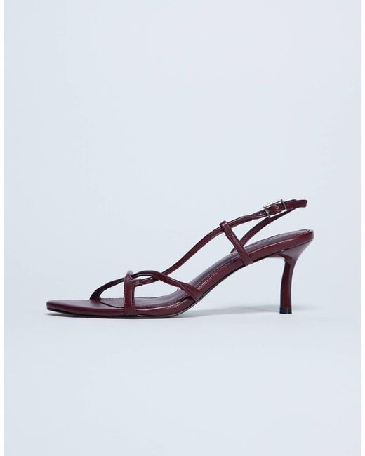 TOPSHOP White Amelia Minimal Mid Heel Sandal