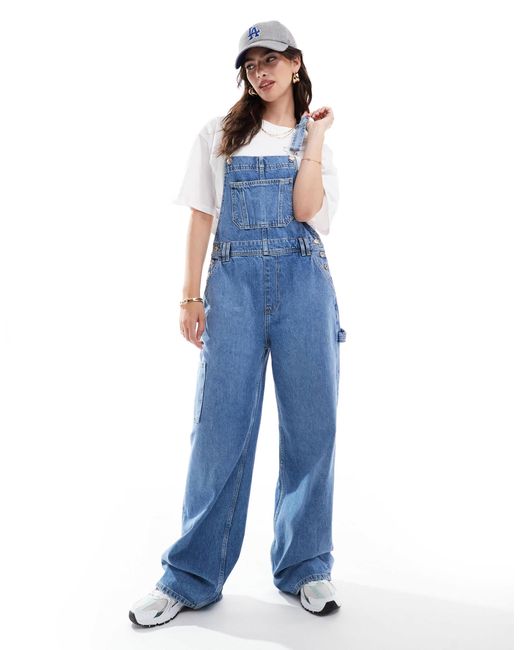 ONLY Blue – worker-latzhose aus hellem denim