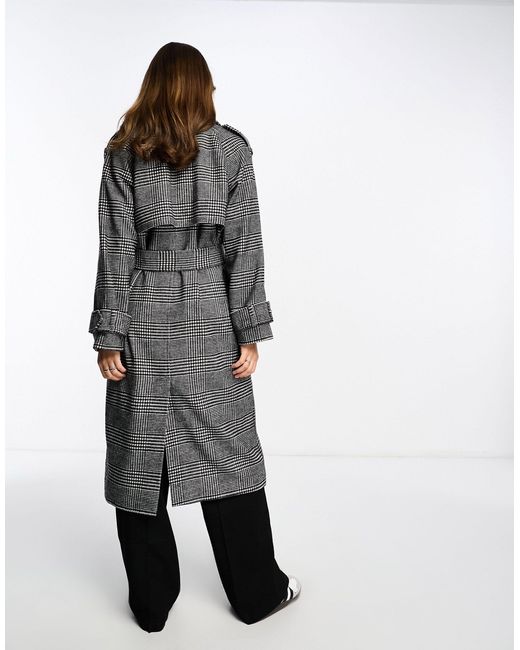 Trench-coat à carreaux rétro - et blanc ASOS en coloris Gray