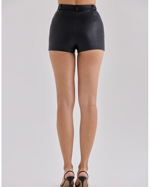 House Of Cb Black Naya Vegan Leather Mini Shorts