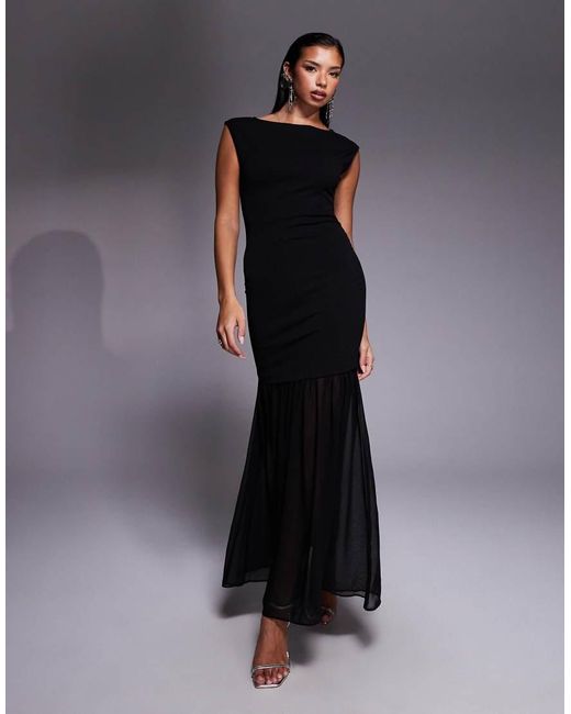 New Look Black Sheer Hem Sleeveless Midi Dress
