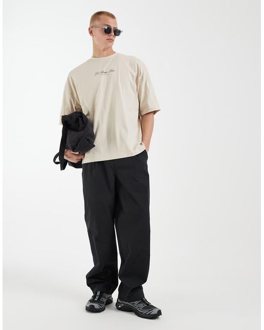 ASOS Natural Oversized T-shirt With Tennis Sports Graphic for men