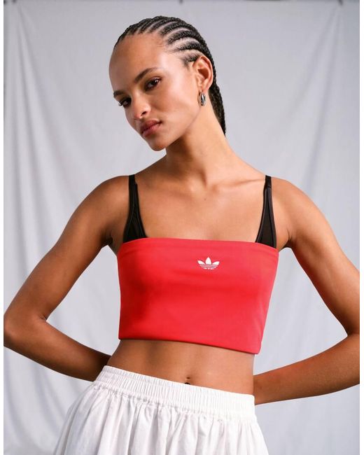 Top Con Escote Palabra De Honor De Originals X Asos Adidas de color Red