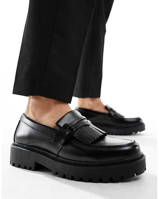 Pull&Bear Black Loafer With Tassle Detail for men