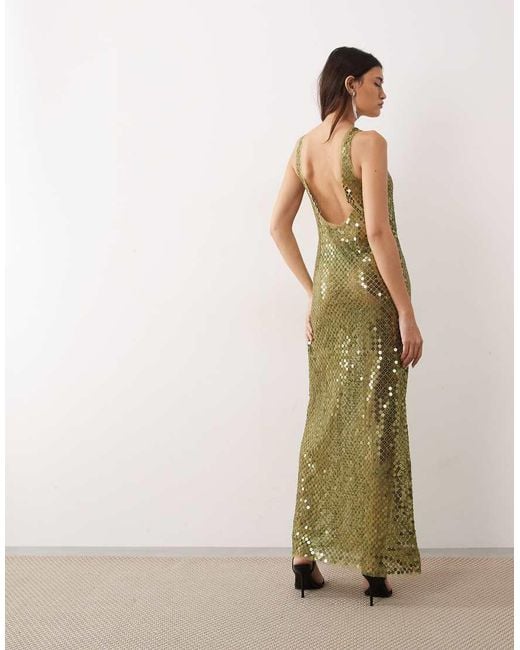 ARRANGE Multicolor Sheer Disc Sequin Maxi Vest Dress