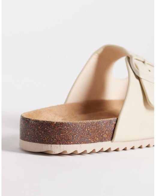 SEQWL Wide Fit White Seqwl Olsen Wide Fit Double Buckle Flat Sandals