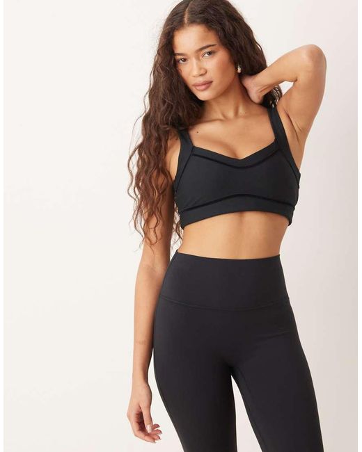 Abercrombie & Fitch Black Ypb Velvet Tape Sports Bra Co-ord