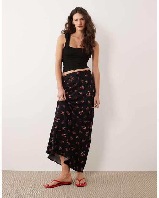 Miss Selfridge Black Spun Column Maxi Skirt With Split