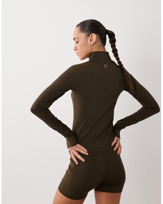 4505 Brown Icon Active Zip Up Sculpting Long Sleeve Jacket With Zip Pockets