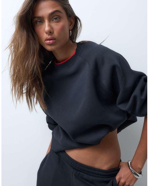 ASOS Blue Regular Raglan Brushback Sweatshirt