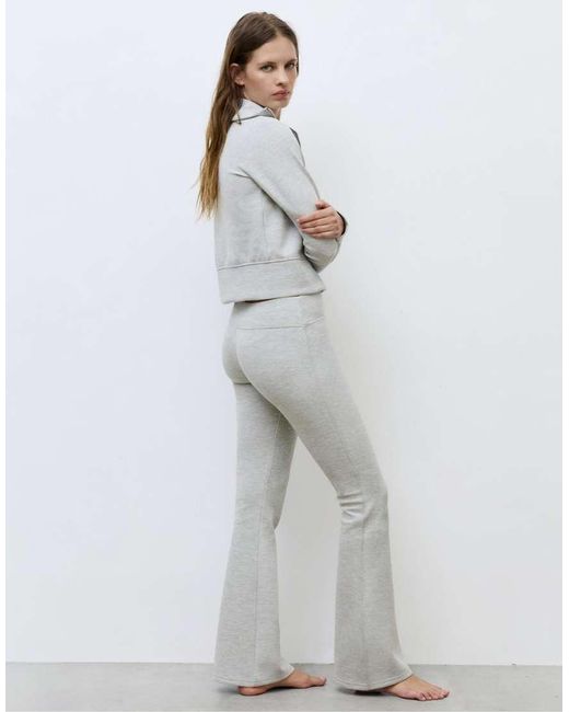 Pull&Bear White Interlock Flared Trousers