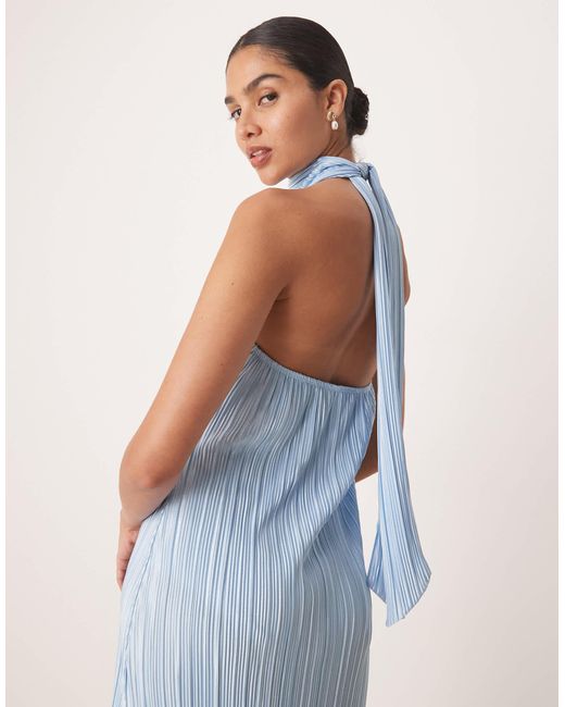 ASOS White Plisse Halter Tie Maxi Dress