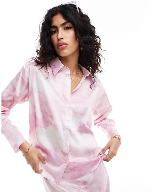 Style Cheat Pink Satin Oversized Shirt