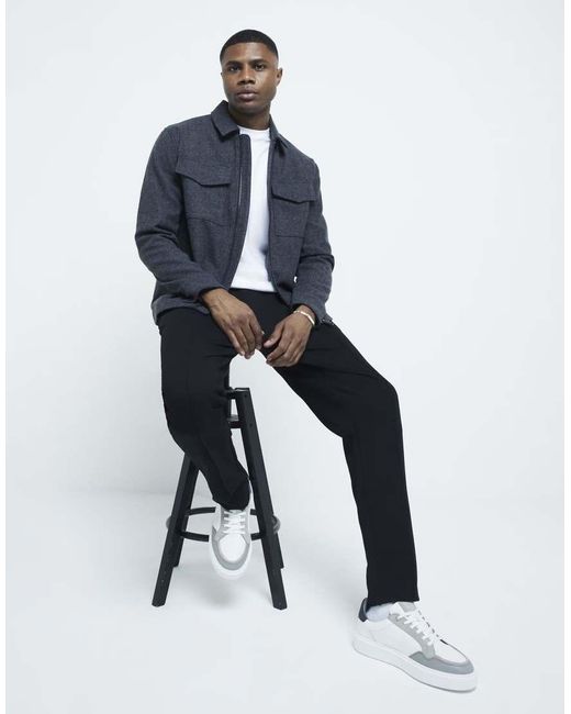River Island Blue Zip Overshirt for men