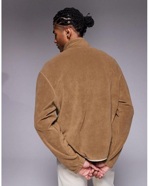 Sweat oversize en polaire à col cheminée zippé avec poche poitrine - marron ASOS pour homme en coloris Natural