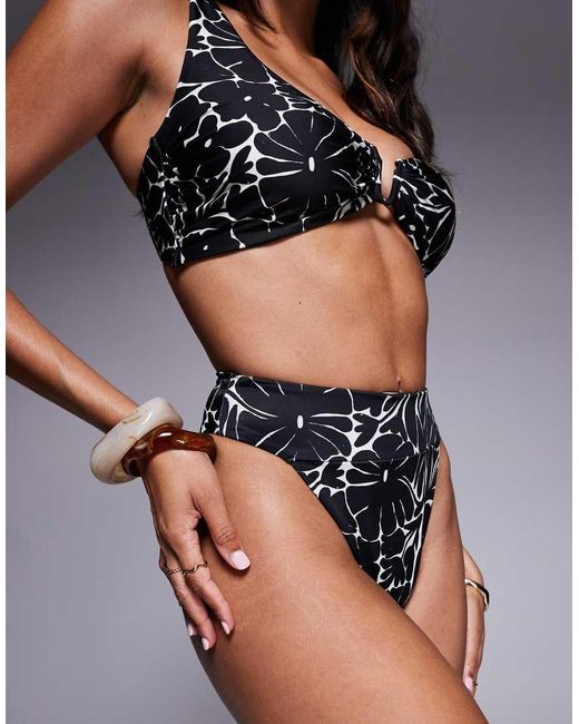 ASOS Black Deep Band Ultra High Leg High Waist Bikini Bottom