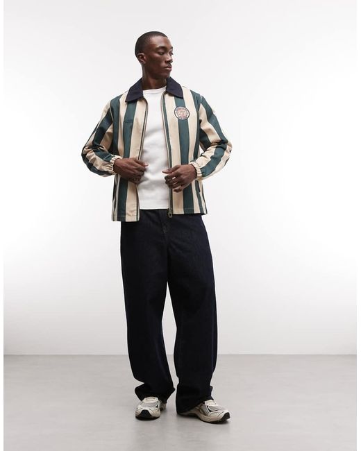 Prohibited Gray Ivy League Striped Harrington Jacket for men