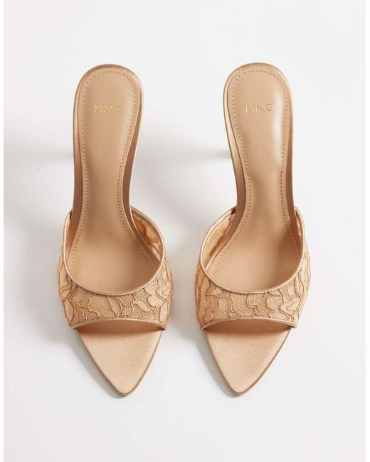 Mango Natural Lace Heeled Mules
