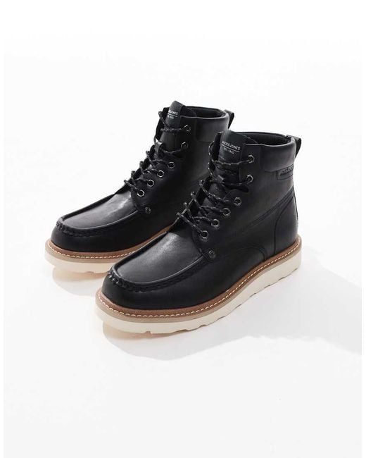 Jack & Jones Blue Pu Moc Boot With Contrast Sole for men