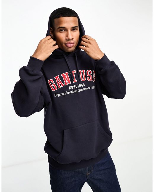 Sweat à capuche décontracté en polaire à logo usa GANT pour homme en  coloris Bleu | Lyst