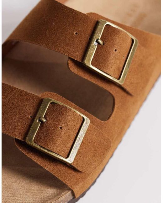 ASOS Brown Two Strap Sandals With Cork Sole for men