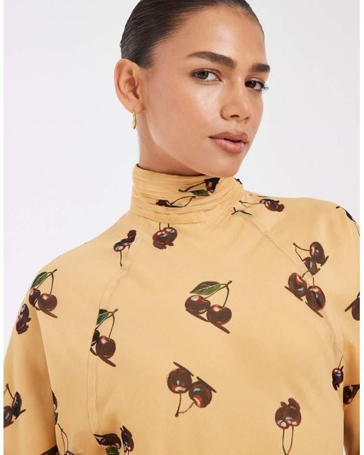 ASOS Natural Chiffon Mini Dress With Batwing Sleeve