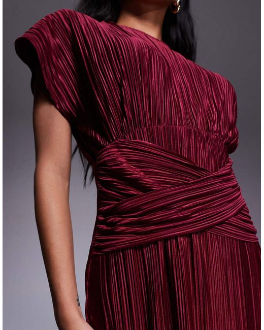 ASOS Purple Twist Front Plisse Sleeveless Maxi Dress