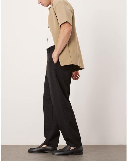 ASOS Black Relaxed Tapered Fit Dress Pants for men