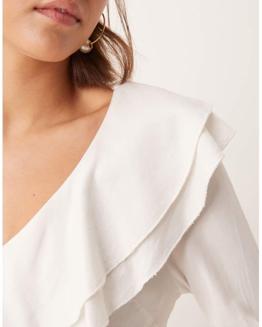 Finding Friday Natural Vneck Frill Blouse