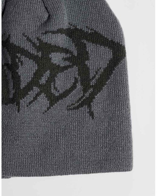 Faded Store Black Gothic Skull Beanie for men