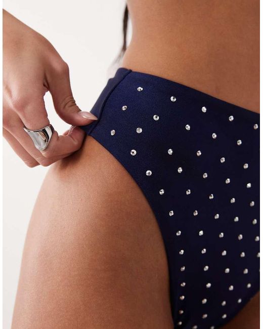 ASOS Blue Harmony Hot Fix Azores High Leg High Waist Bikini Bottom