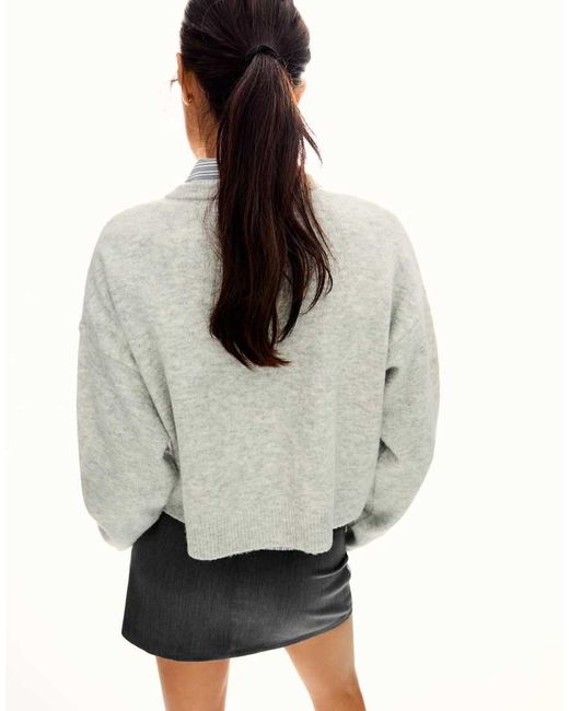 Bershka Gray Buttoned Cardigan