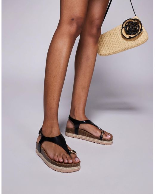 South Beach Black Toe Loop Espdarille Sandals