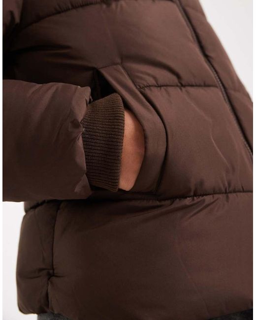 Pieces Brown Padded Coat With Hood
