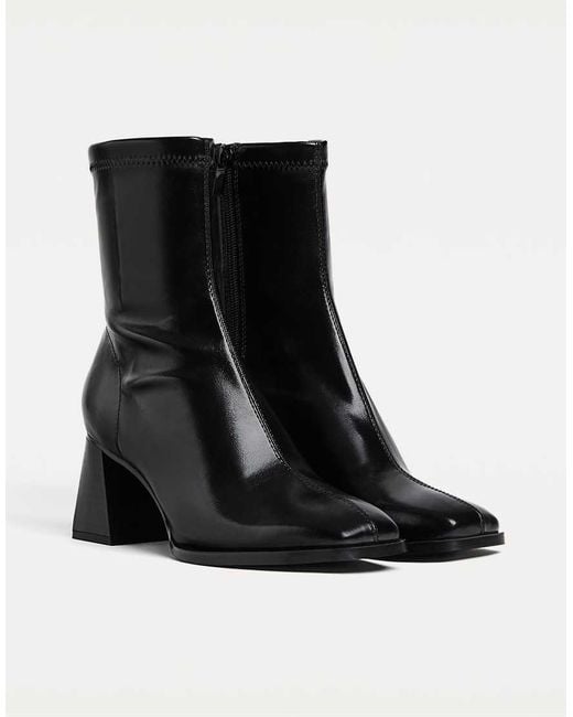 Stradivarius Black Mid-heel Boots With Stretch Legs