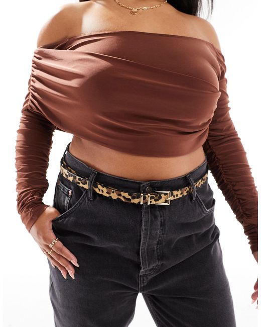 Asos design curve - ceinture fine taille et hanches pour jean avec extrémité boyfriend - léopard ASOS en coloris Black