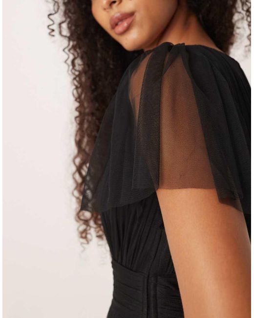 LACE & BEADS Black Bridesmaid Madison Maxi Dress