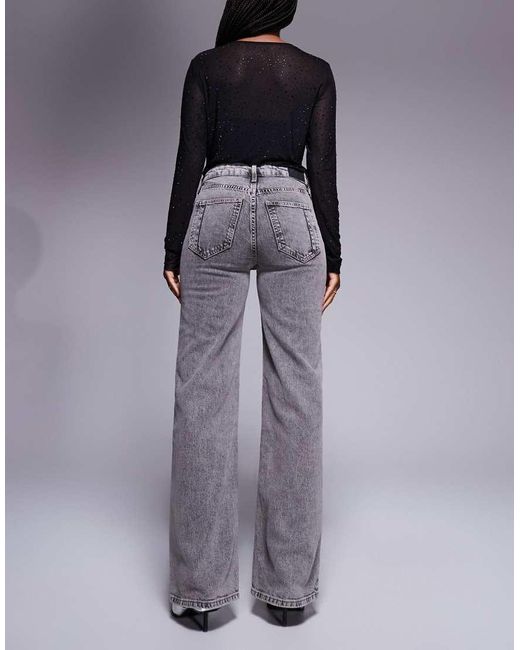 River Island Jeans Met Wijde Pijpen En Afneembare Riem in het Gray