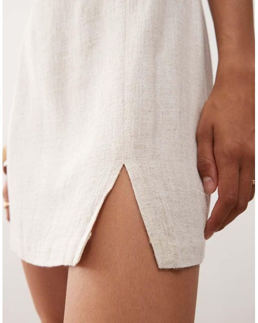 Miss Selfridge White Linen Blend Split Hem Cami Dress