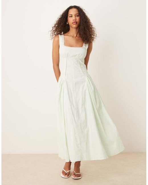 ASOS Natural Prairie Square Neck Maxi Dress With Dropped Waist