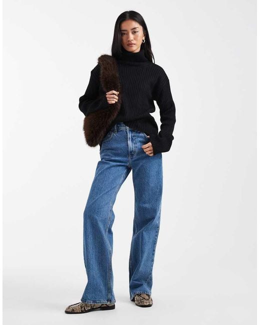 ASOS Black Knitted Funnel Neck Jumper
