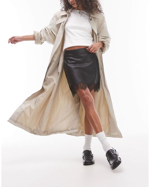 TOPSHOP Black – minirock aus kunstleder